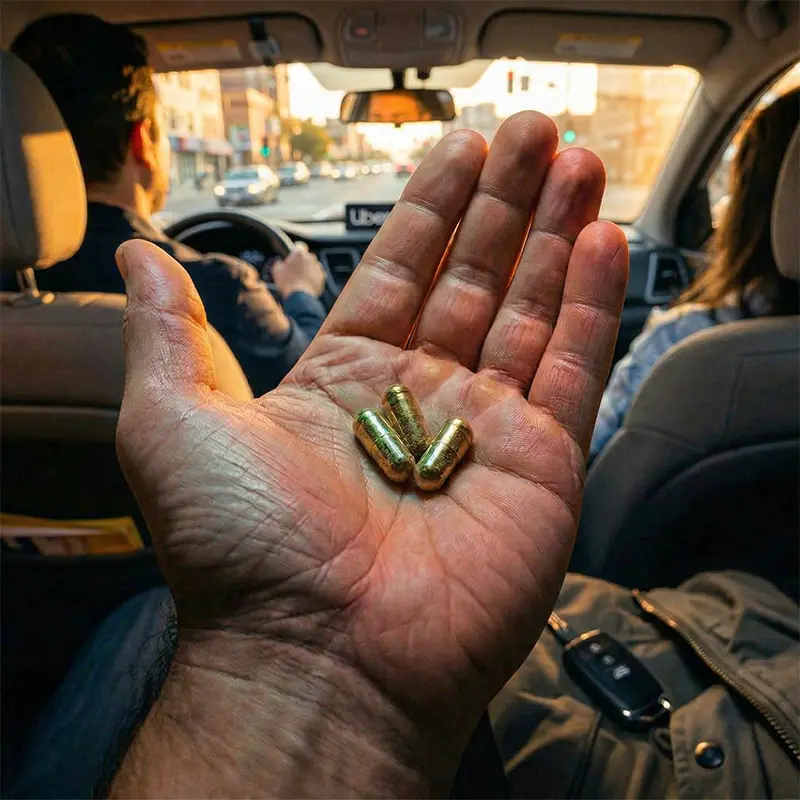 Supplement capsules in palm